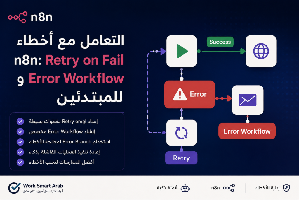 التعامل مع أخطاء n8n باستخدام Retry on Fail وError Workflow