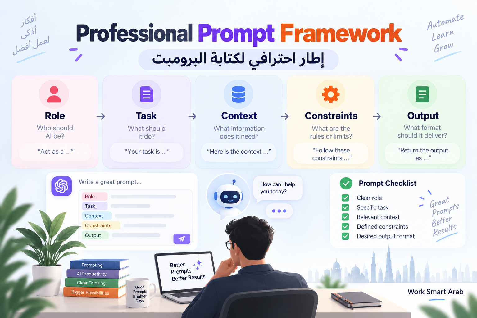إطار عملي لكتابة Prompt احترافي للعمل