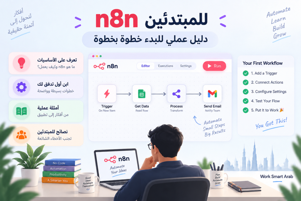دليل n8n للمبتدئين وأتمتة الأفكار خطوة بخطوة